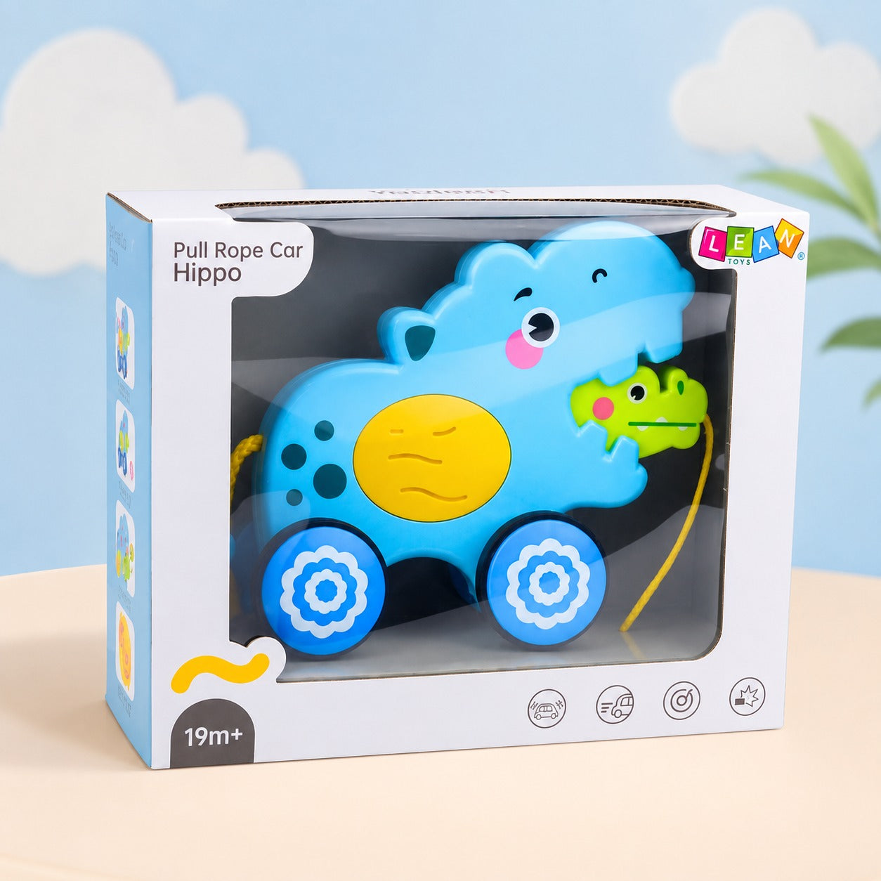 Pull Rope Car Toy with Light and Music