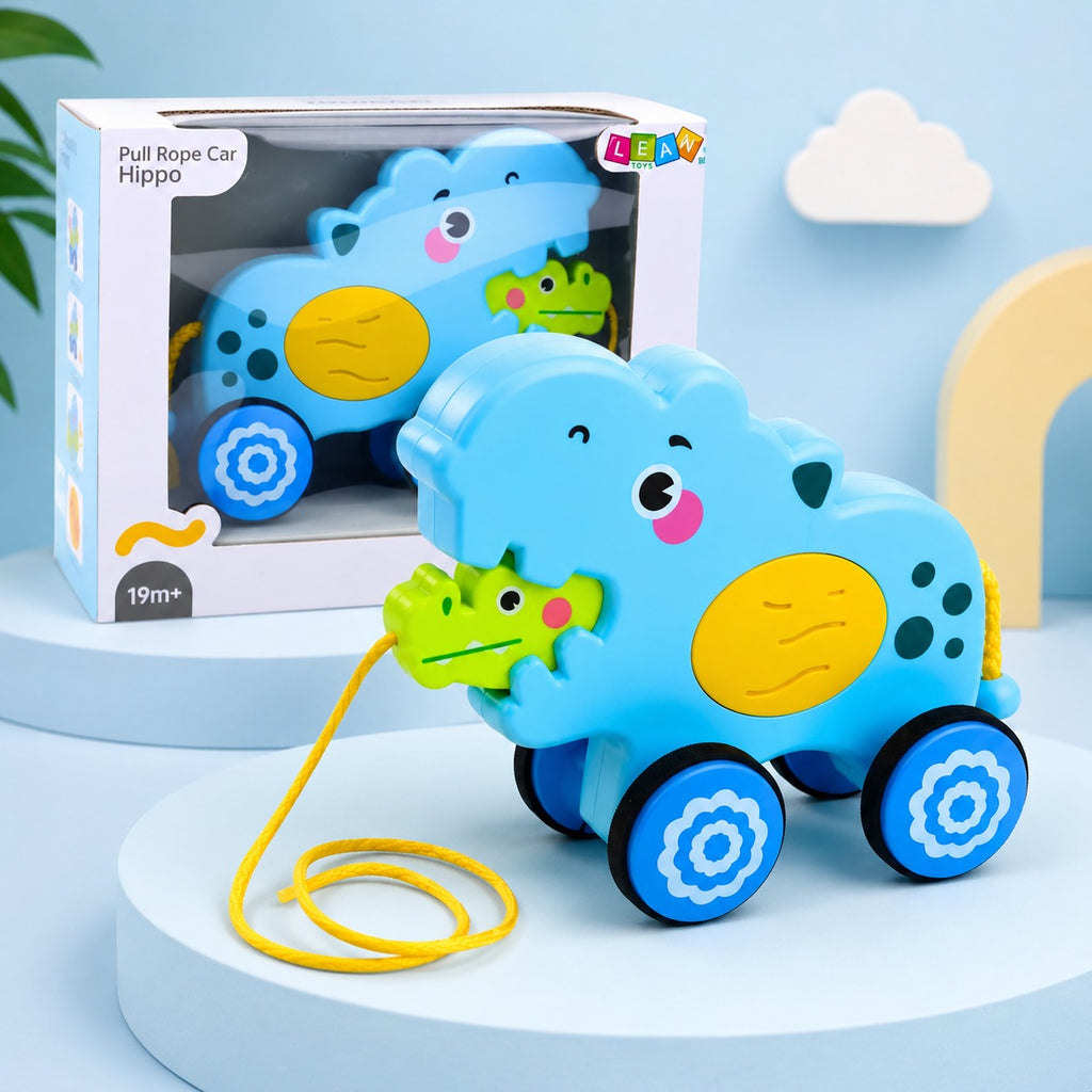 Pull Rope Car Toy with Light and Music