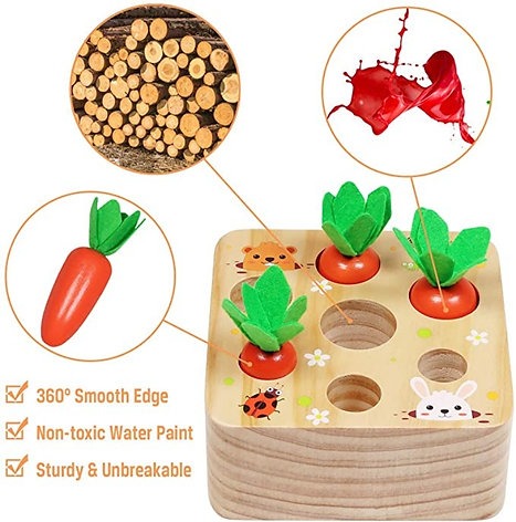 Montessori Wooden Carrot Harvesting Game Toys