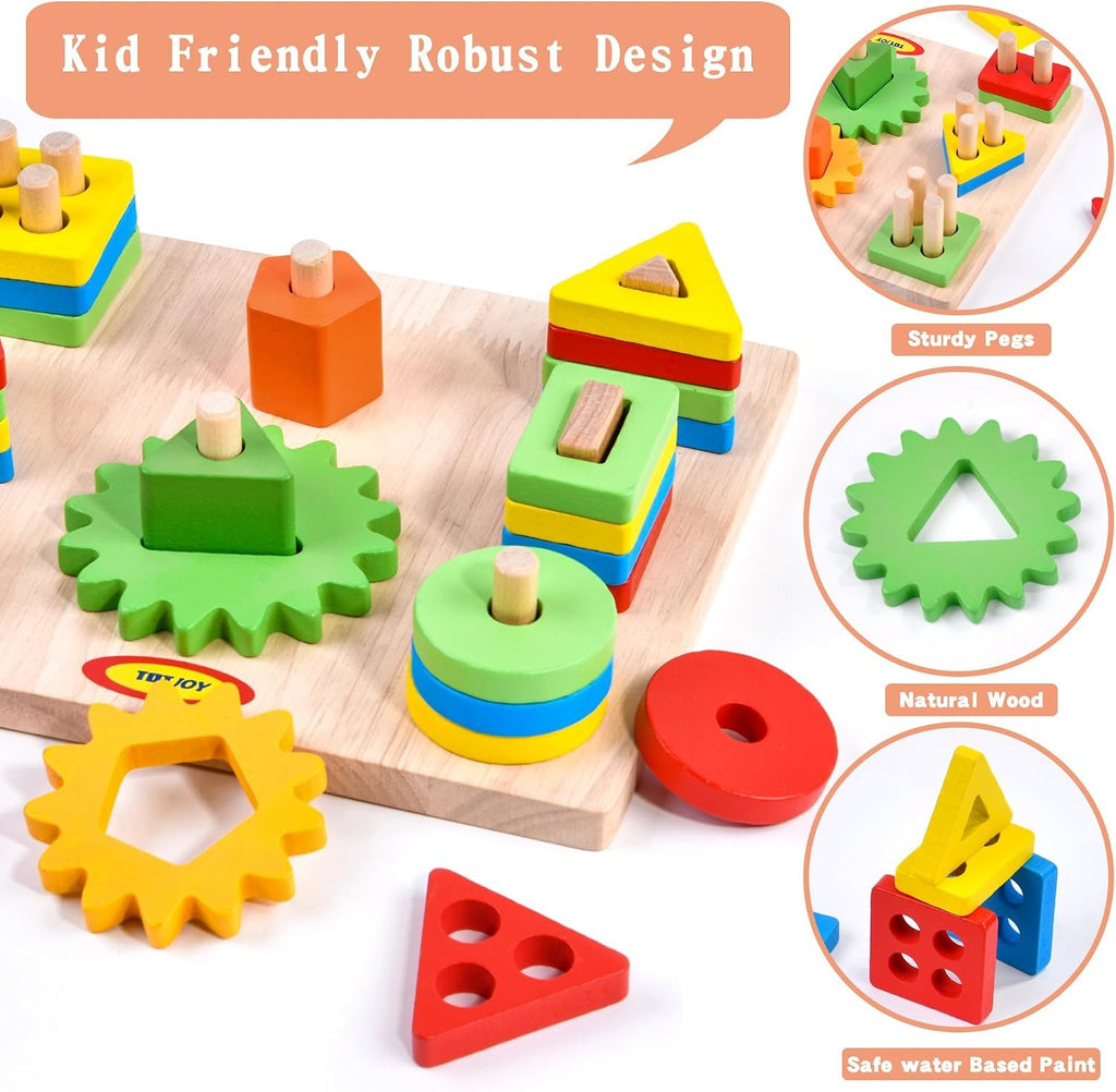 Wooden Sorting & Stacking Toys for Toddlers and Kids Preschool