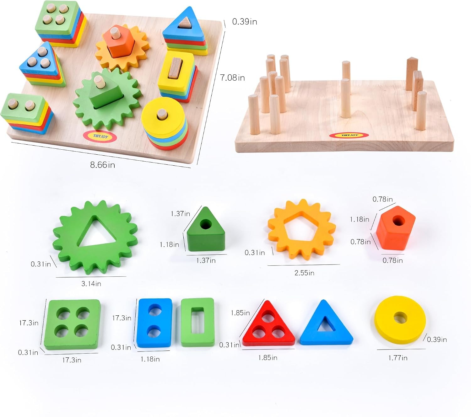 Wooden Sorting & Stacking Toys for Toddlers and Kids Preschool