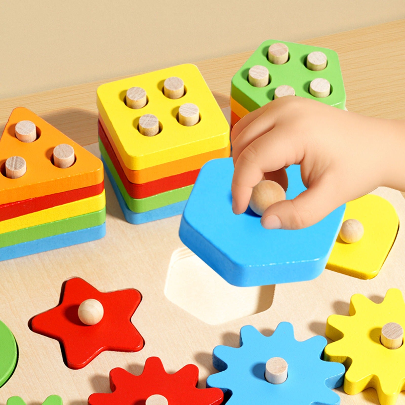 Shape Sorting Board & Wooden Toddler Fishing Toys