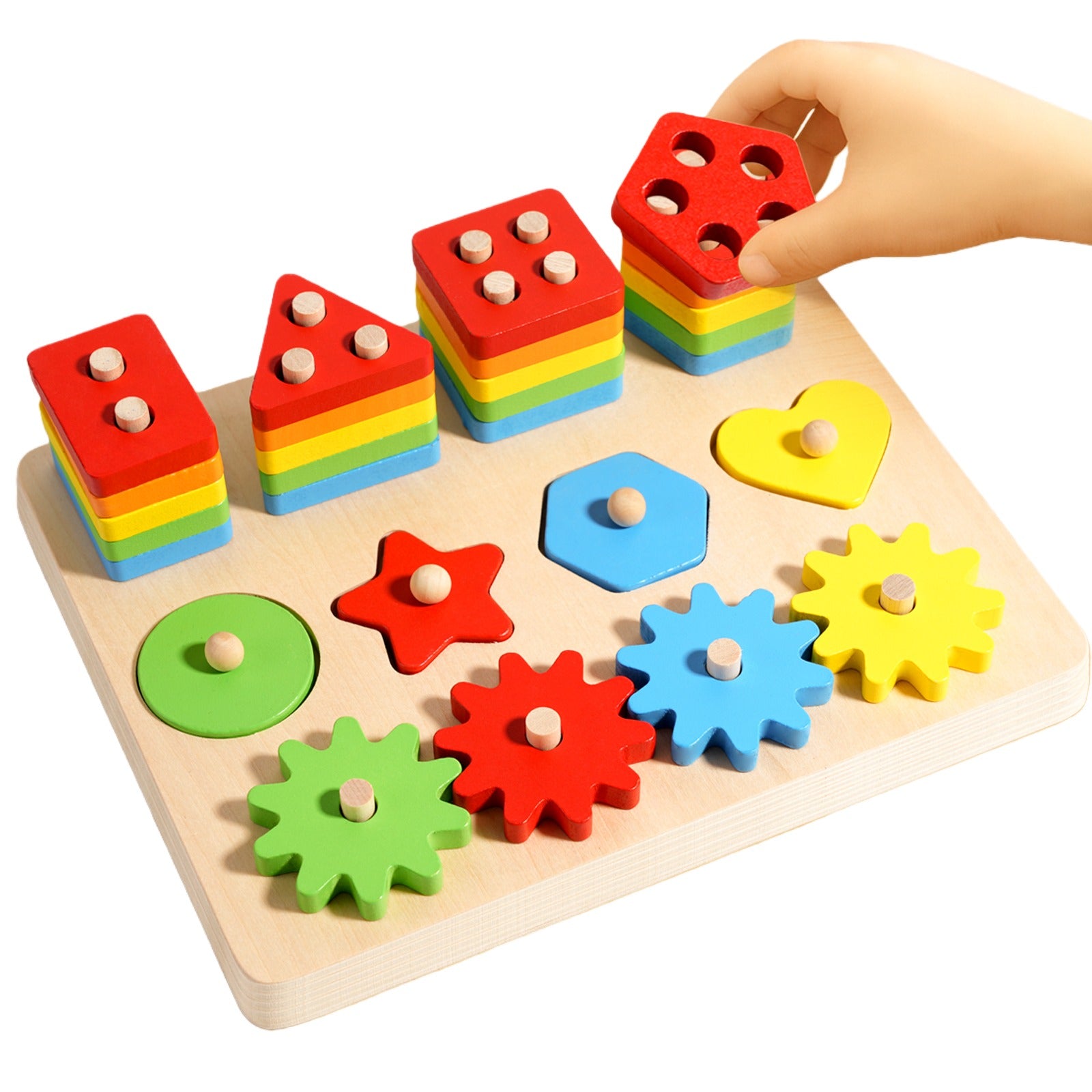 Shape Sorting Board & Wooden Toddler Fishing Toys