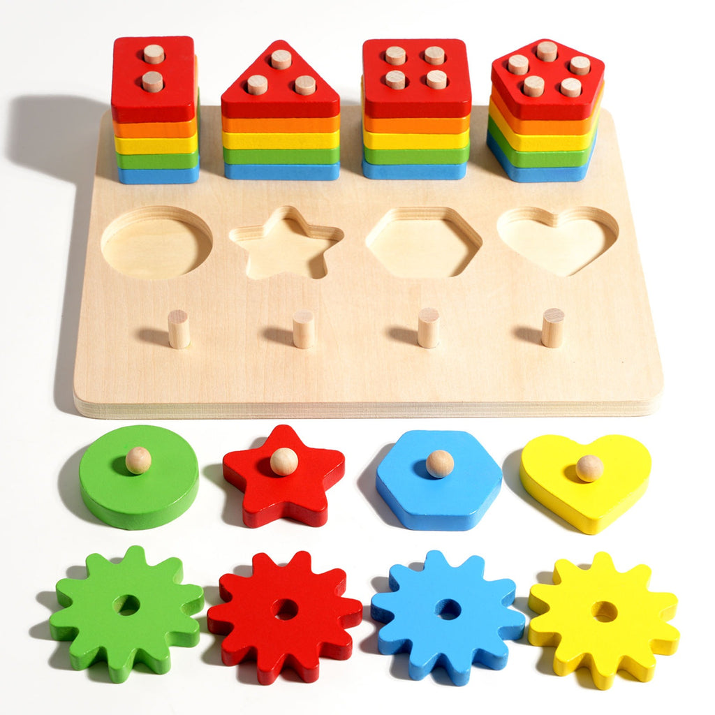 Shape Sorting Board & Wooden Toddler Fishing Toys