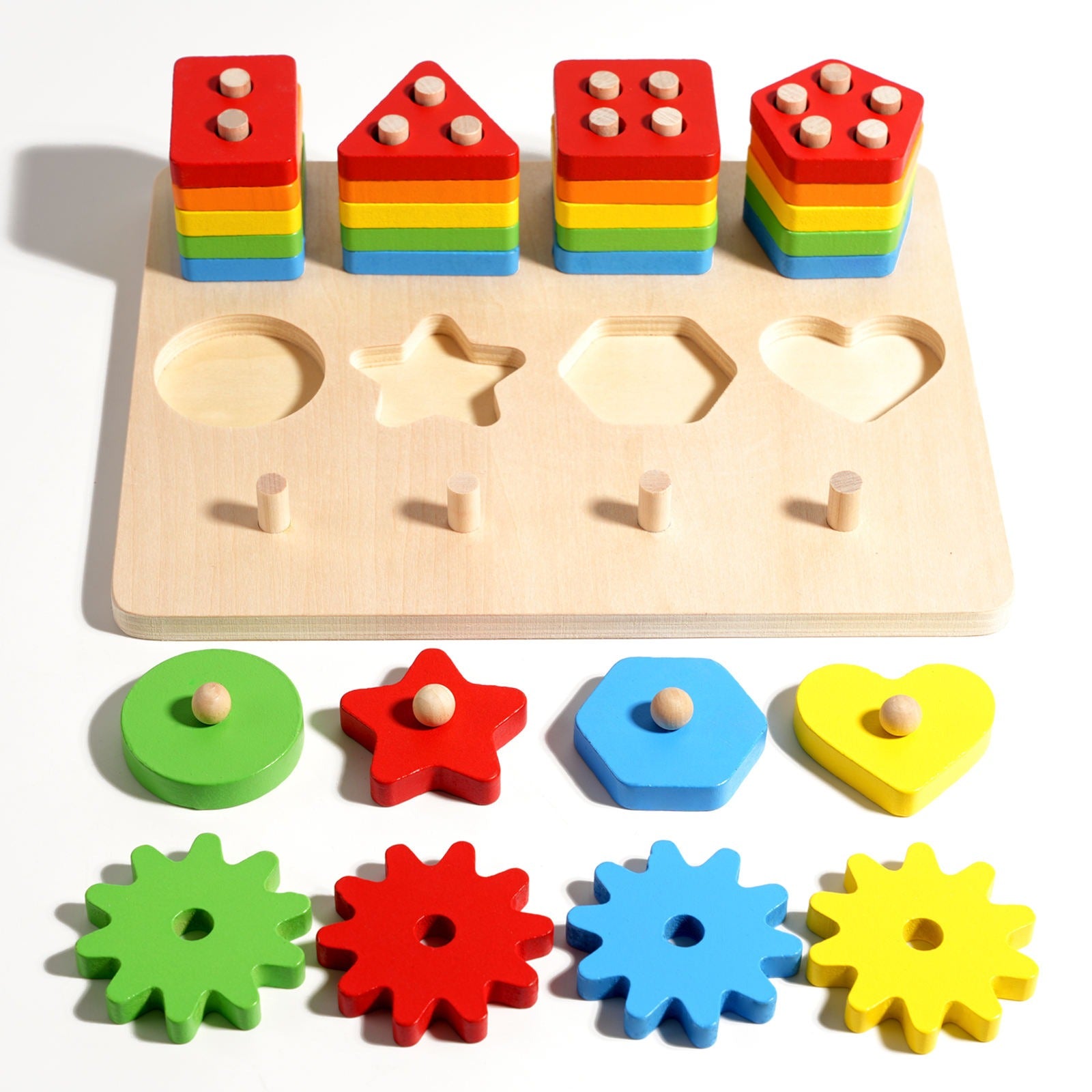 Shape Sorting Board & Wooden Toddler Fishing Toys