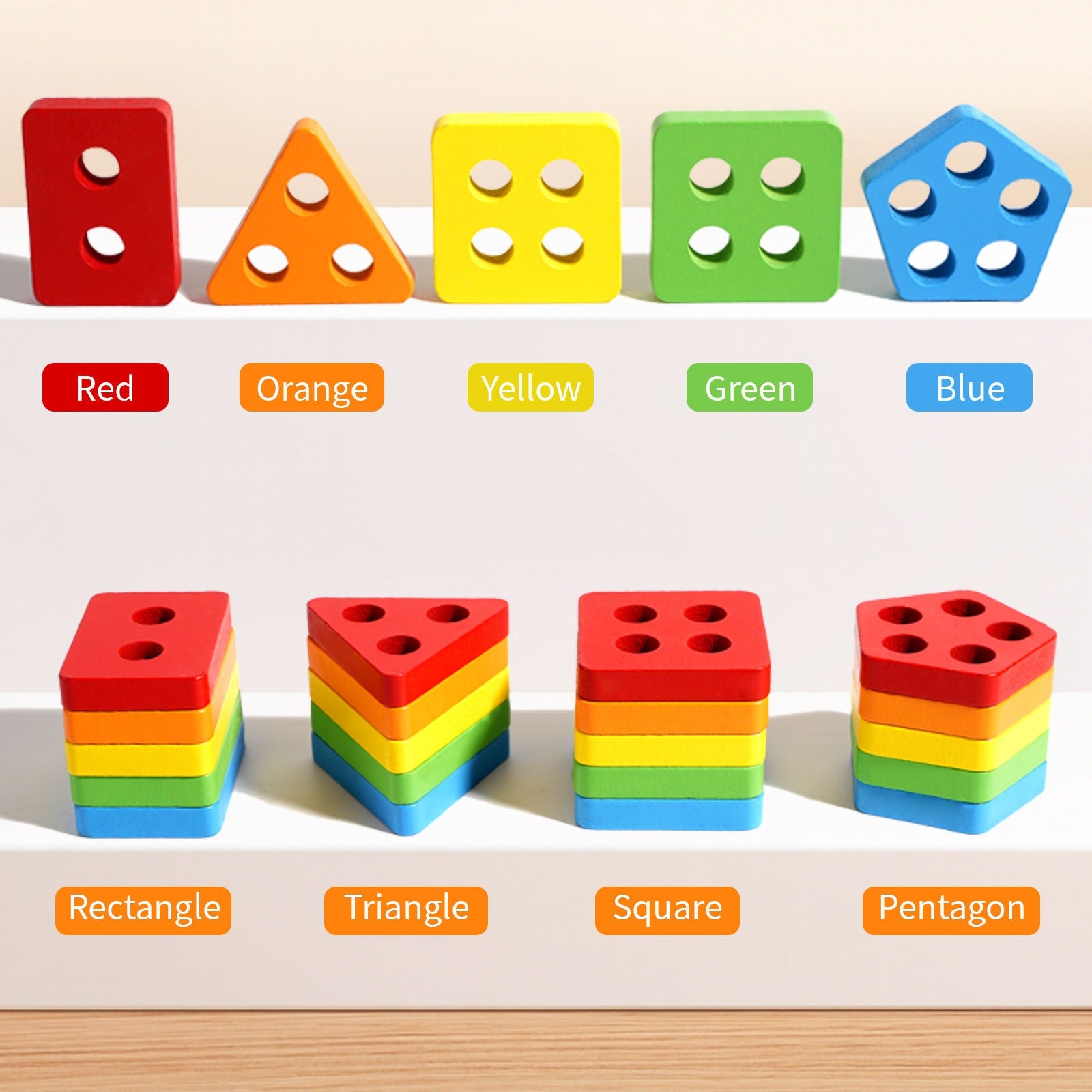 Shape Sorting Board & Wooden Toddler Fishing Toys