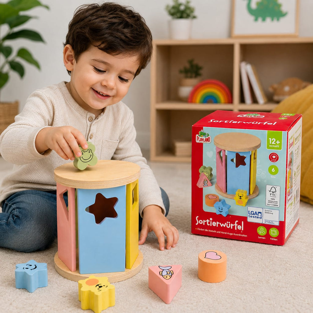Playland Wooden Sorting Cube & Motor Skills Toy for kids